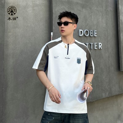 撞色拼接享利领